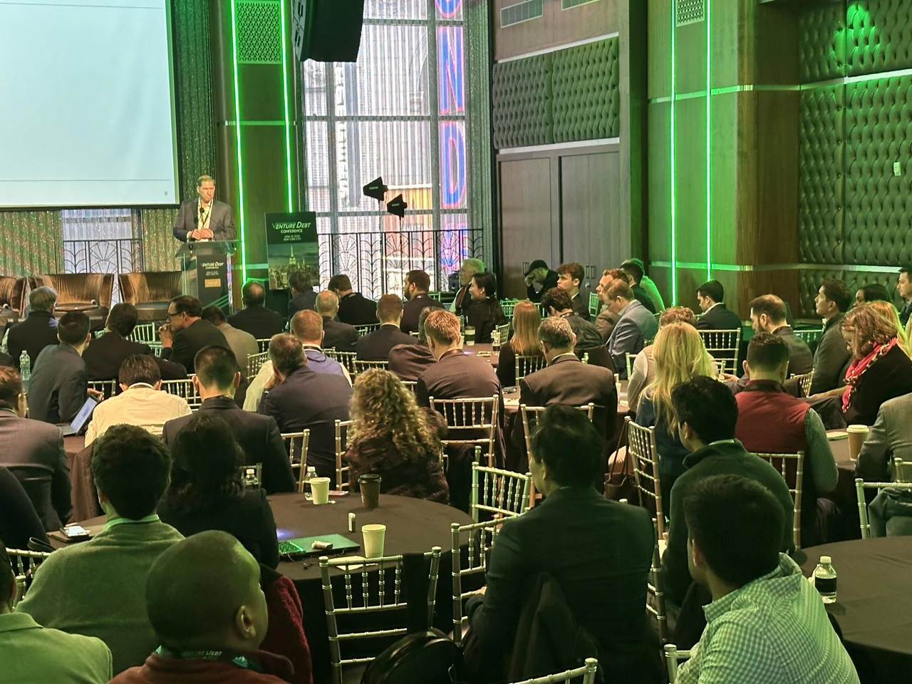 Conference attendees networking at a past Venture Debt Conference